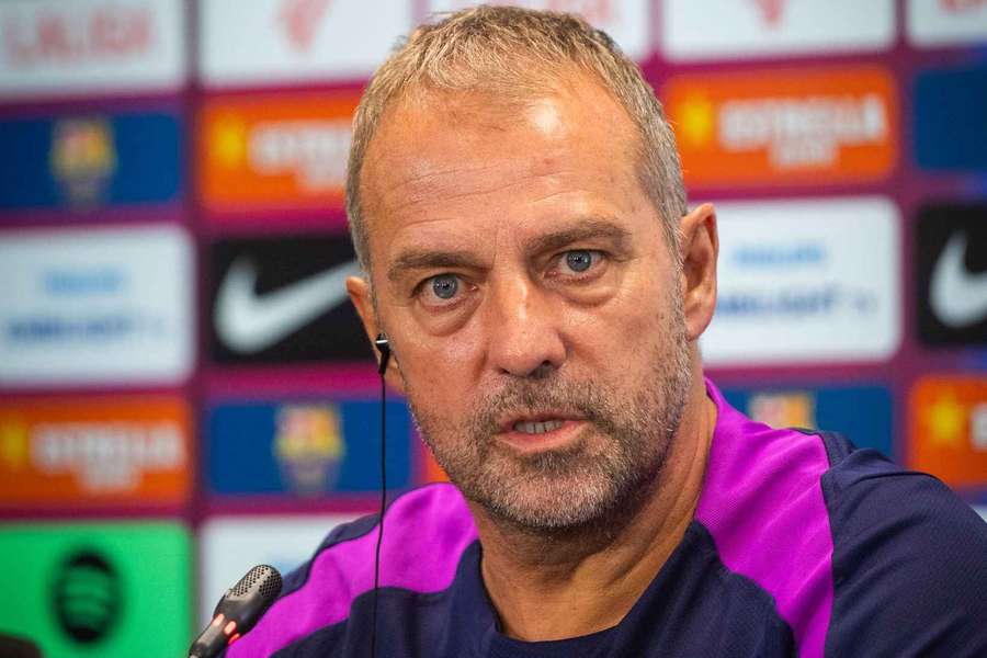Hansi Flick, during the press conference before the Valencia game.