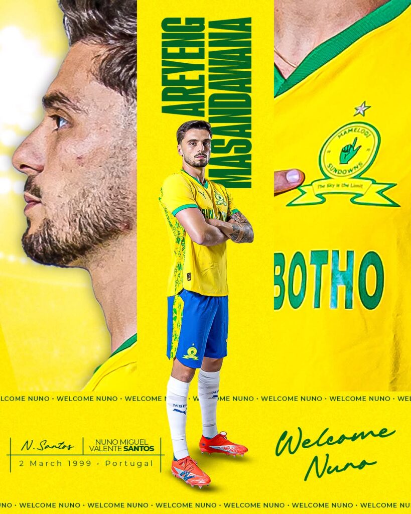 Mamelodi Sundowns unveil the signing of Portuguese midfielder Nuno Santos
