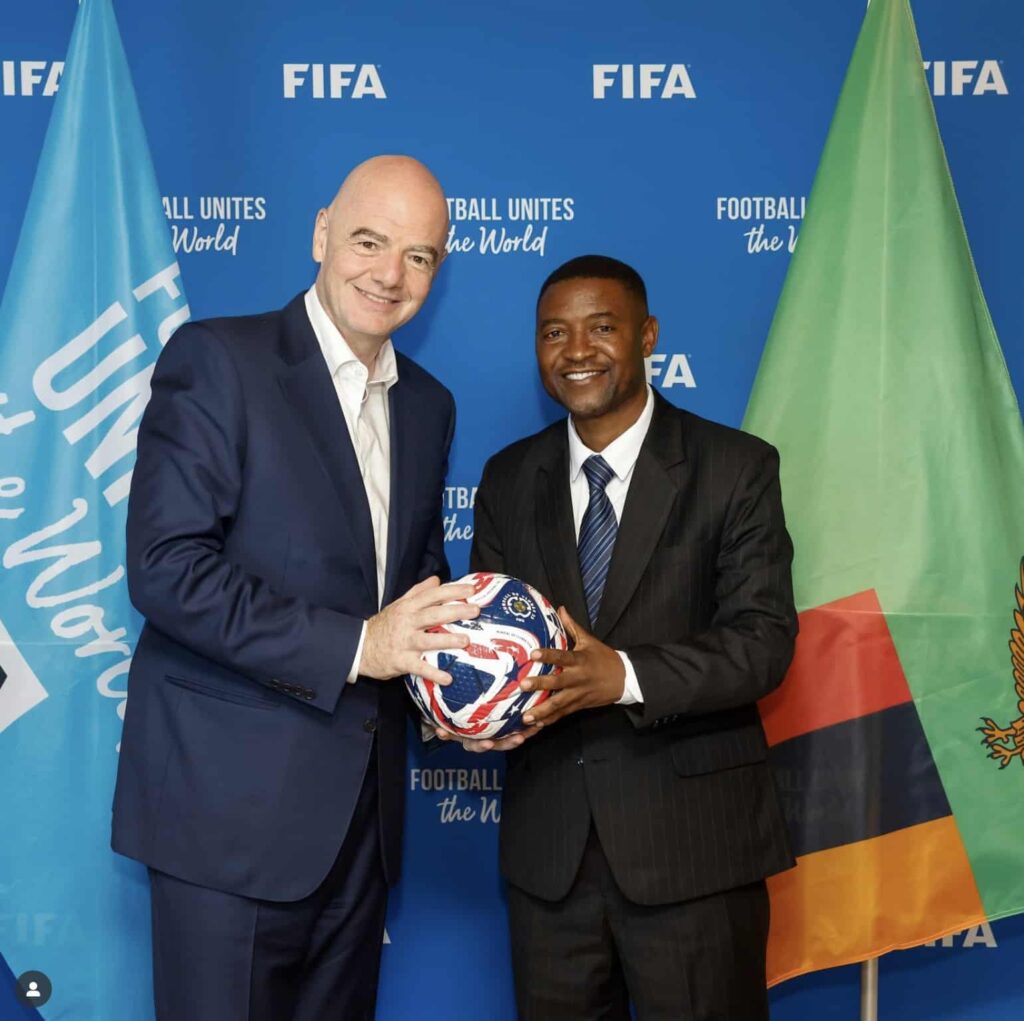 FAZ General Secretary Machacha Shepande and FIFA President Gianni Infantino