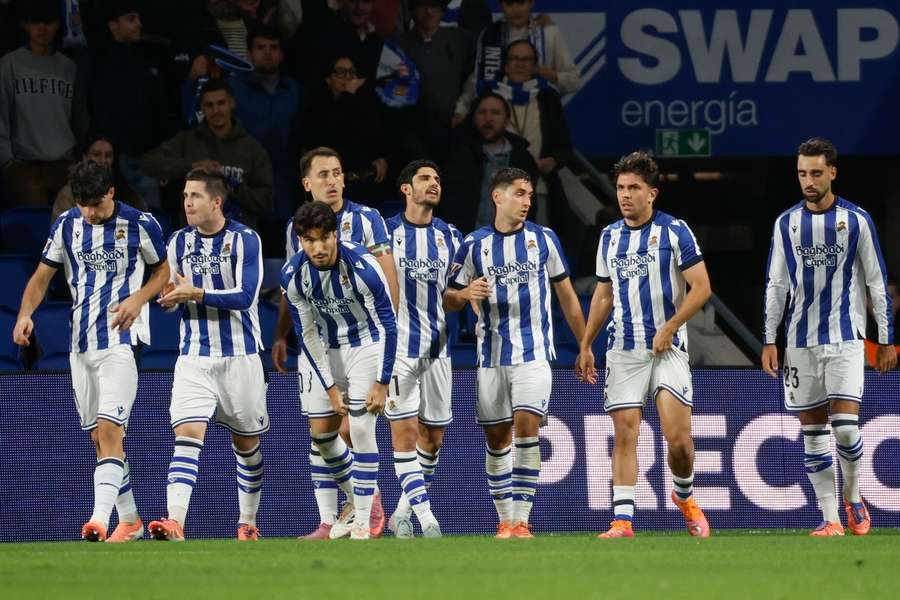 Real Sociedad celebrate against Sevilla
