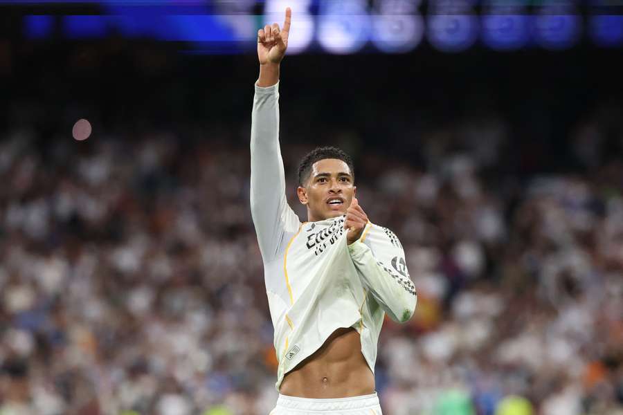 Jude Bellingham celebrates scoring Real Madrid's second goal in Sundays' El Clásico against Barcelona