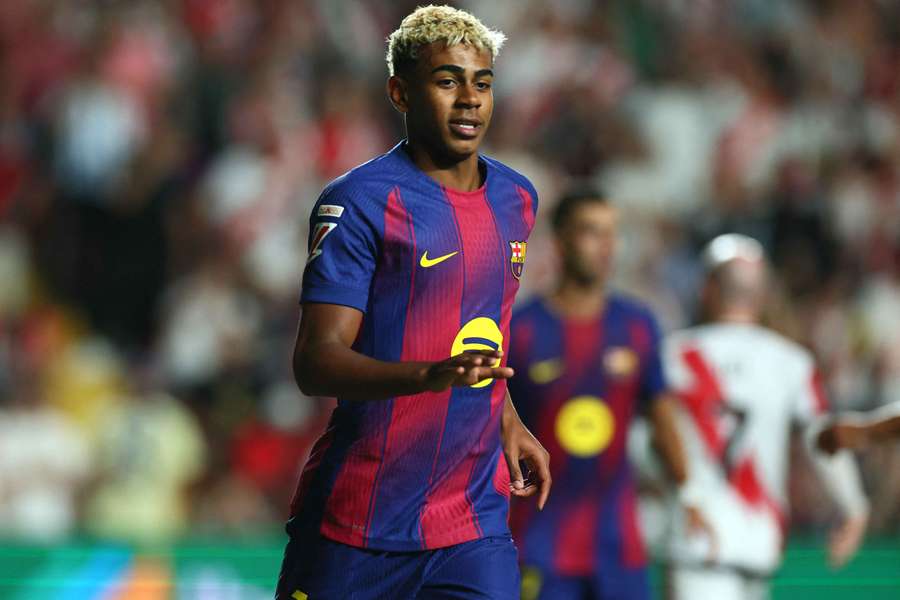 Barcelona's Lamine Yamal celebrates