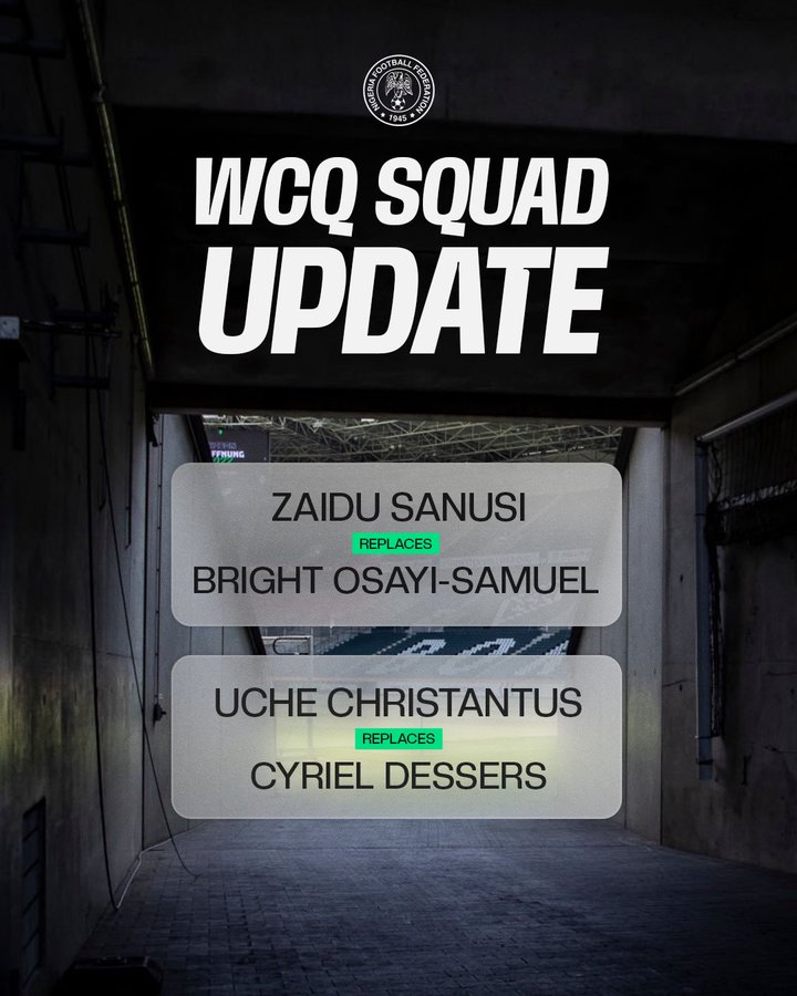 Nigeria squad update AFCON qualifiers