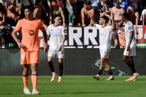 Sevilla celebrate goal