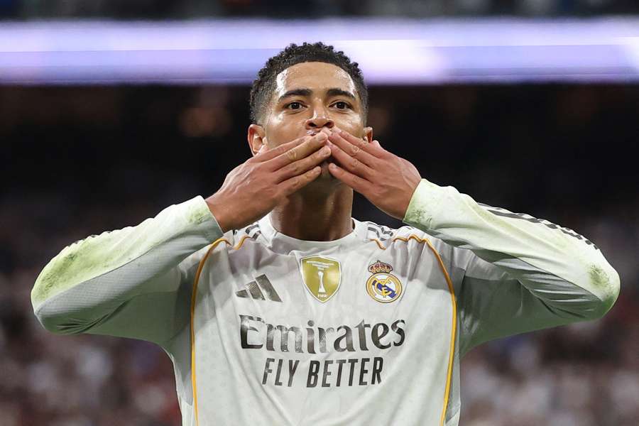 Bellingham celebrates his goal for Real Madrid