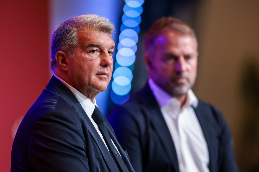 Barcelona President Joan Laporta and head coach Hansi Flick