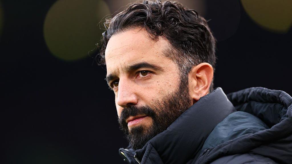 Manchester United boss Ruben Amorim on the touchline