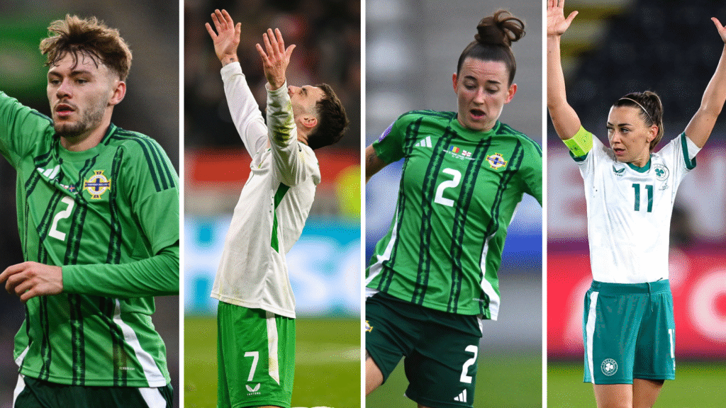 Conor Bradley, Troy Parrott, Rebecca McKenna and Katie McCabe