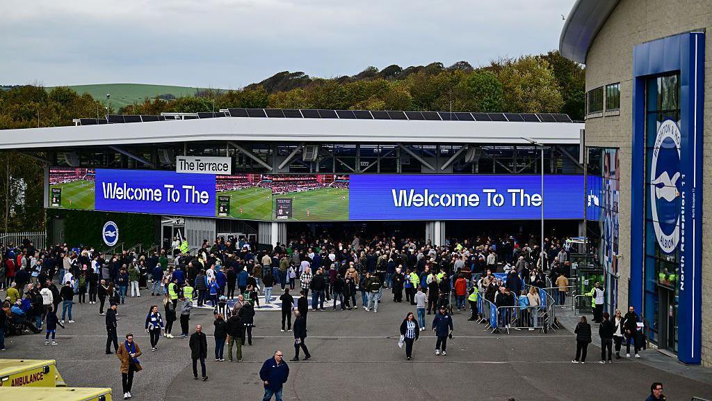 General view outside Brighton's stadium
