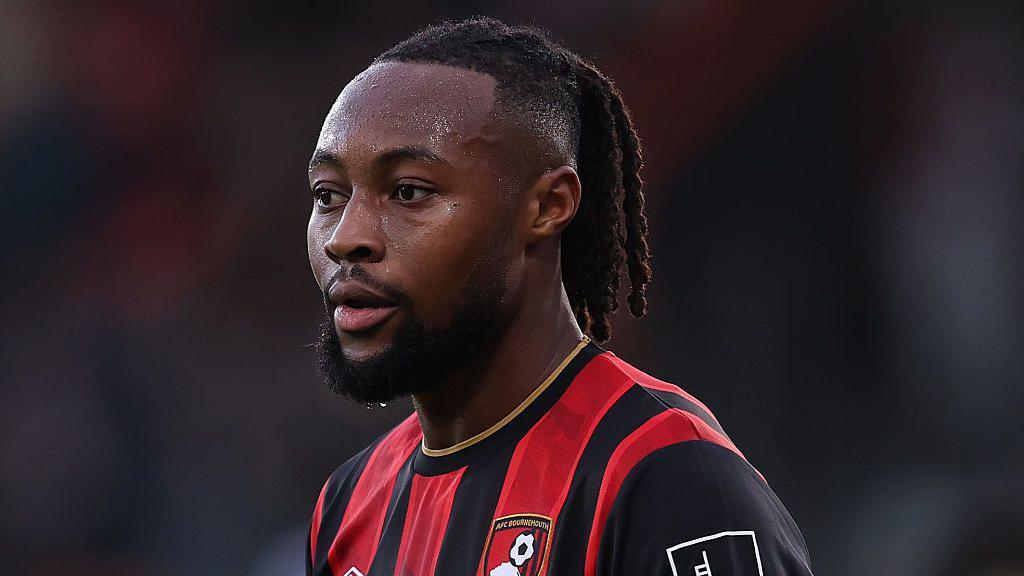 Close up of Bournemouth winger Antoine Semenyo