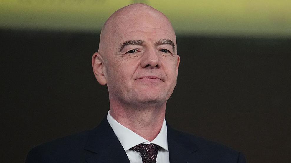Gianni Infantino looks on during the Africa Cup of Nations last-16 match between South Africa and Cameroon
