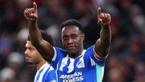 Danny Welbeck celebrates scoring against Manchester United