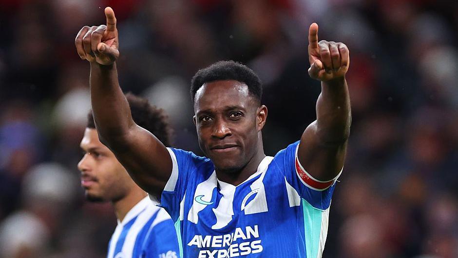 Danny Welbeck celebrates scoring against Manchester United